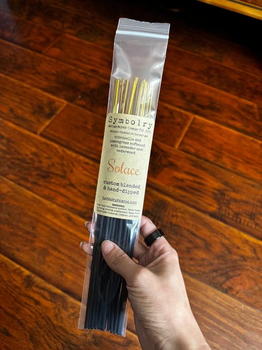 Solace - bright citronella and lemongrass softened with lavender and cedarwood